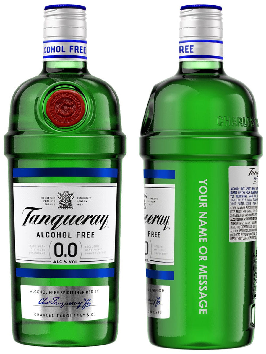 Personalised Spirit Bottle Alcohol-Free Tanqueray - - Engraved 0.0% Bottles INKD